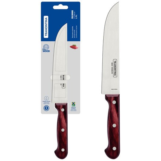 Polywood Stainless Steel Kitchen Knife with Wooden Handle, 7-Inch Blade, Red - Designed for High Performance and Durability, Ideal for Professional and Home Kitchens, Precision Cr