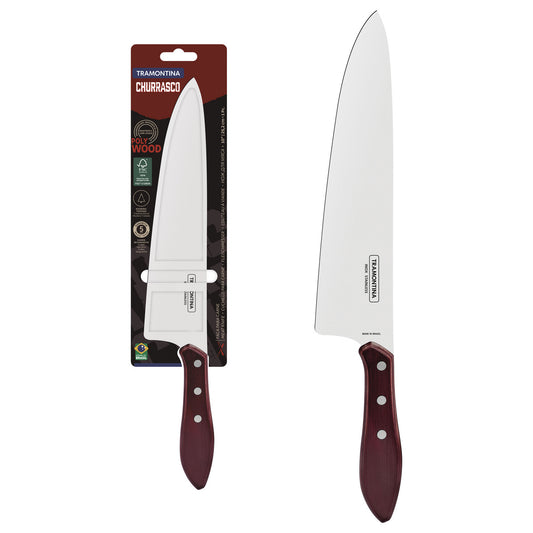 Professional Butcher Knife with 10 Inch Blade, Premium Brown Pollywood Handle, Durable & Sharp, Ultra Sharp High Anti-Rust Non-stick, Ideal for Meat Processing - 1 Piece - Designe