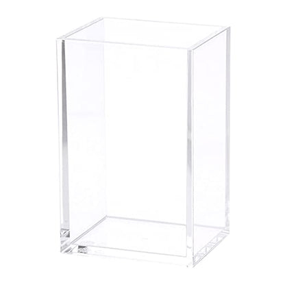 Clear Acrylic Pencil and Pen Holder Cup, Elegant and Modern Makeup Brush Holder, Heavy-Duty Round Stationery Organizer for Office Desk Accessory and Home Use