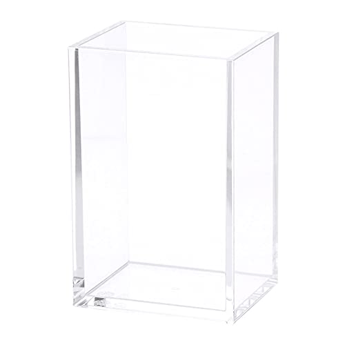 Clear Acrylic Pencil and Pen Holder Cup, Elegant and Modern Makeup Brush Holder, Heavy-Duty Round Stationery Organizer for Office Desk Accessory and Home Use