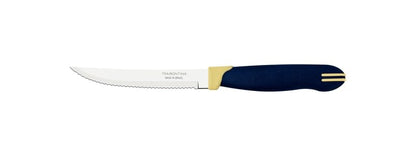5" Steak Knife, Stainless Steel Blade, Blue and Cream Polypropylene Handle, Durable and Dishwasher Safe