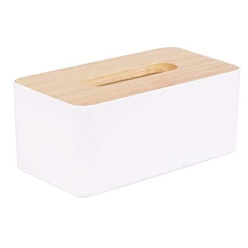 JK Enterprise 1pc Square Shape Wooden Cover Plastic Tissue Box Holder | Paper Napkin Holder Case | Tissue Holder Dispenser Organizer for Car Decor Home Room Hotel
