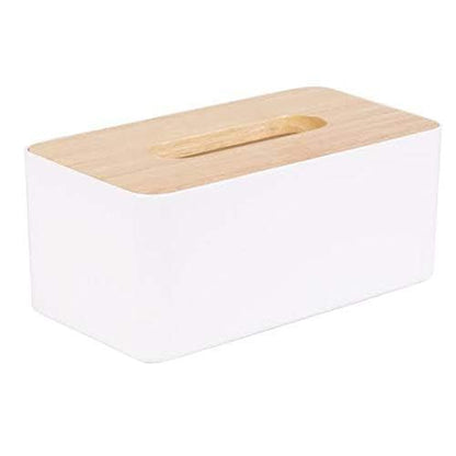 JK Enterprise 1pc Square Shape Wooden Cover Plastic Tissue Box Holder | Paper Napkin Holder Case | Tissue Holder Dispenser Organizer for Car Decor Home Room Hotel
