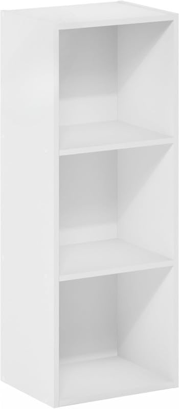 3-Tier No Tool Assembly Open Shelf Bookcase, Modern and Simple Storage Organizer in White, Easy to Assemble Bookshelf for Home, Office, or Dorm Room Use