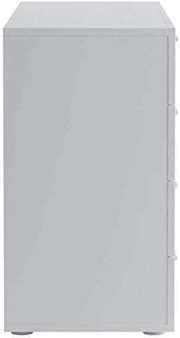 Modern Bedroom Double Drawer Unit, 8-Drawer Chest in White with Silver Handles, Manufactured Wood Dresser, Wide Storage Organizer for Bedroom or Living Room