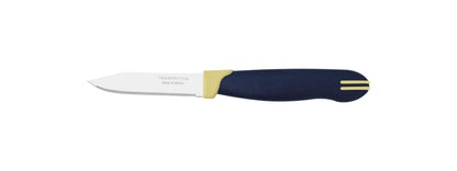 Multicolor 3" Vegetable and Fruit Knife, Micro-Serrated Edge Stainless Steel Blade, Blue and Cream Polypropylene Handle, Dishwasher Safe, Precise and Durable - Pack of 12
