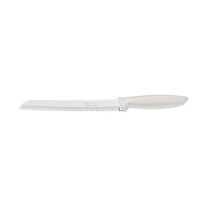 Plenus Bread Knife, 8-Inch Stainless Steel Blade, Durable Off-White Polypropylene Handle, Lightweight and Ergonomic Design, Perfect for Cutting Bread and Pastries - Pack of 12