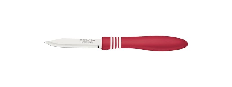 Cor & Cor 3" Vegetable and Fruit Knife, Stainless Steel Blades, Red Polypropylene Handles, Dishwasher Safe, Compact and Versatile Kitchen Tool
