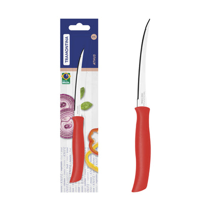 Serrated Tomato Knife with Handle, 5-Inch Length, Red