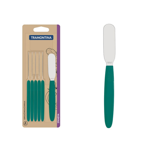Ipanema Butter Spreader Set – 6 Pieces – Stainless Steel with Emerald Green Polypropylene Handles – Easy to Use & Dishwasher Safe