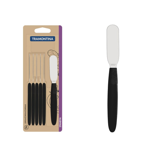 Ipanema Butter Spreader Set, 6-Piece Stainless Steel Blades with Black Polypropylene Handles, Durable and Rust-Resistant, Ideal for Spreading Butter, Jam, and Cream Chee