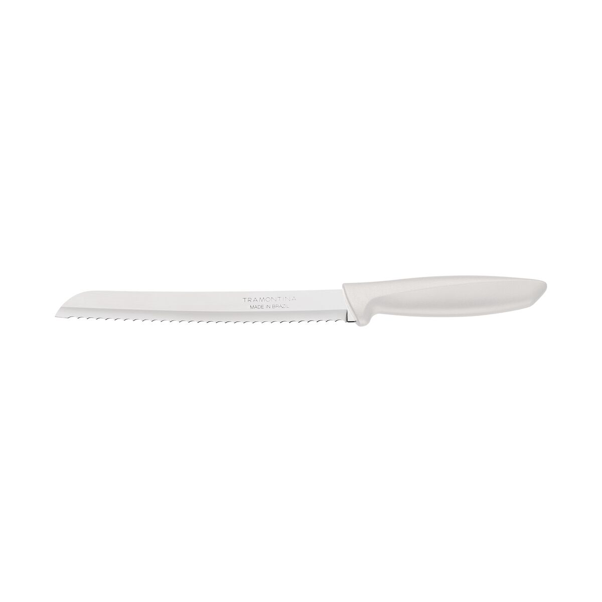 Plenus Bread Knife, 8-Inch Stainless Steel Blade, Durable Off-White Polypropylene Handle, Lightweight and Ergonomic Design, Perfect for Cutting Bread and Pastries - Pack of 12