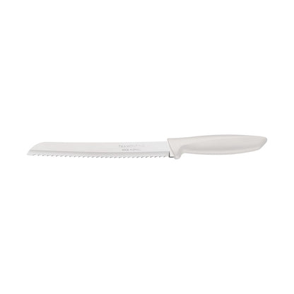 Plenus Bread Knife, 8-Inch Stainless Steel Blade, Durable Off-White Polypropylene Handle, Lightweight and Ergonomic Design, Perfect for Cutting Bread and Pastries - Pack of 12