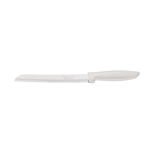 Plenus Bread Knife, 8-Inch Stainless Steel Blade, Durable Off-White Polypropylene Handle, Lightweight and Ergonomic Design, Perfect for Cutting Bread and Pastries - Pack of 12