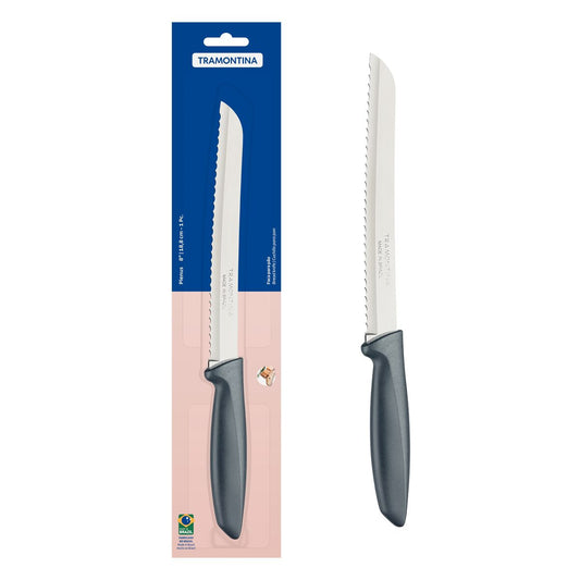 Plenus Bread Knife, 8-Inch Stainless Steel Blade, Gray Polypropylene Handle, Sharp and Durable, Perfect for Slicing Bread, Baguettes, and Pastries