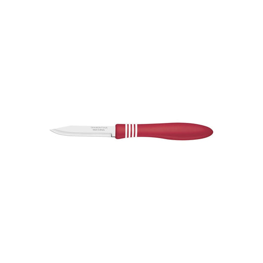Cor & Cor 3" Vegetable and Fruit Knife, Stainless Steel Blades, Red Polypropylene Handles, Dishwasher Safe, Compact and Versatile Kitchen Tool