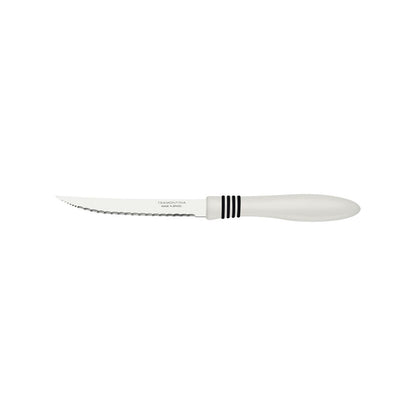 12-Piece Steak Knife Set, 5-Inch Stainless Steel Serrated Blades with Ergonomic White Handles, Sharp & Durable for Cutting Meat, BBQ, and Kitchen Use