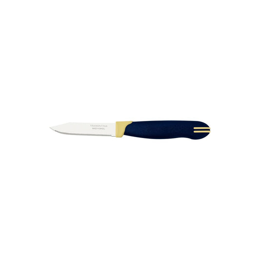 Multicolor 3" Vegetable and Fruit Knife, Micro-Serrated Edge Stainless Steel Blade, Blue and Cream Polypropylene Handle, Dishwasher Safe, Precise and Durable - Pack of 12