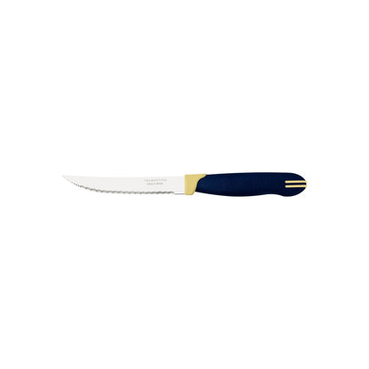 Multicolor 5" Steak Knife, Micro-Serrated Edge Stainless Steel Blade, Blue and Cream Polypropylene Handle, Dishwasher Safe, Durable and Precise - Pack of 12