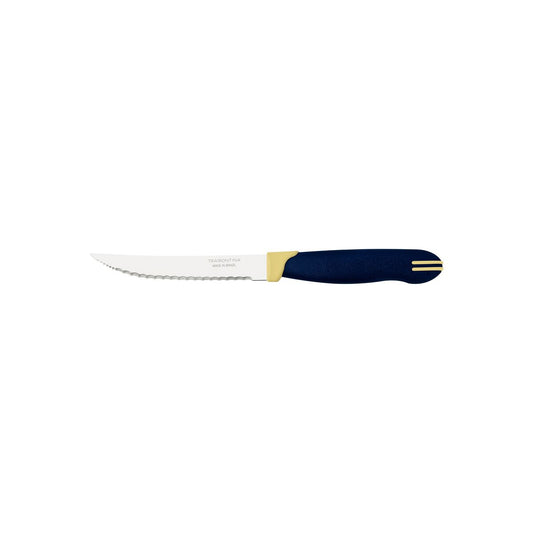 Multicolor 5" Steak Knife, Micro-Serrated Edge Stainless Steel Blade, Blue and Cream Polypropylene Handle, Dishwasher Safe, Durable and Precise - Pack of 12