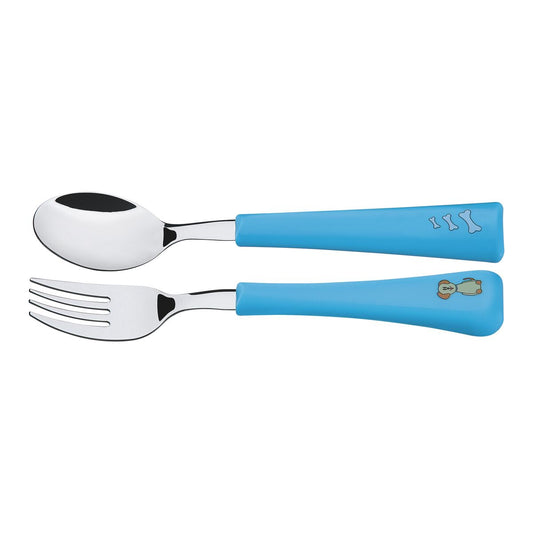 My Best Friend Children's Flatware – Stainless Steel with Blue Polypropylene Handle and Antimicrobial Protection – Safe, Durable, and Comfortable for Kids