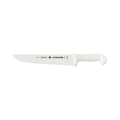 Professional Carving Knife, 10-Inch Stainless Steel Blade with White Polypropylene Handle, Durable and Sharp, Ideal for Meat and BBQ
