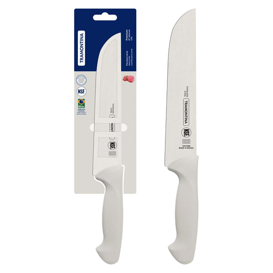 Premium Stainless Steel Meat Knife with Handle, 8-Inch Blade, White - Designed for High Performance and Durability, Ideal for Professional and Home Kitchens, Precision Crafted for