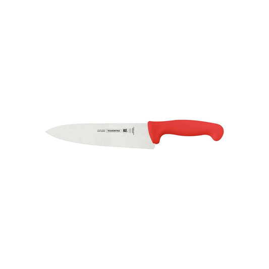 Professional Meat Knife – 8-Inch Stainless Steel Blade with Red Textured Polypropylene Handle – Ergonomic & Long-Lasting