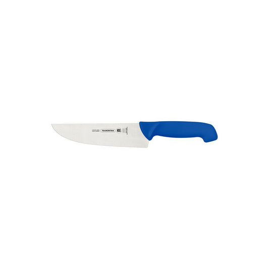 Professional Butcher Knife, 8-Inch Stainless Steel Blade with Blue Polypropylene Handle, Durable and Sharp, Ideal for Meat and BBQ