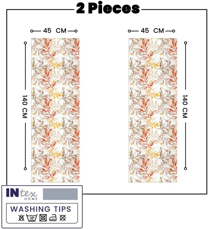 Table Runner, 45 x 140 cm Linen Velvet Fabric with Modern Leaves Design, Elegant Rectangular Cover for Dining Kitchen or Living Room Tables, for Daily Use and Special Occasions