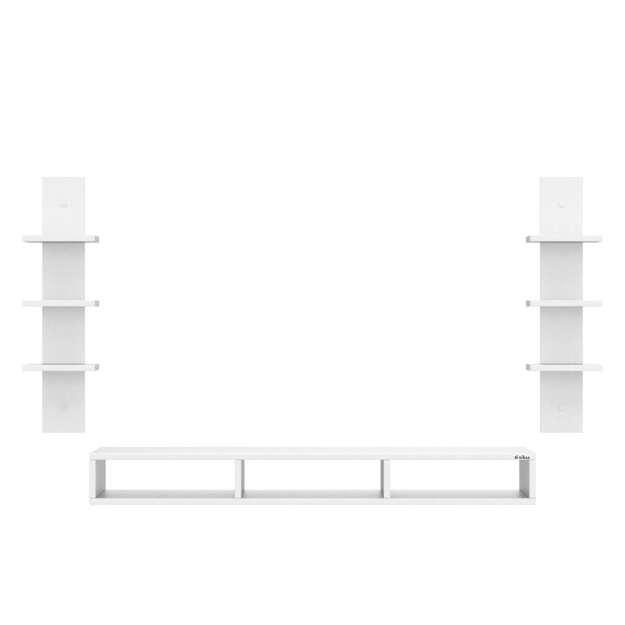 Carlet Wood WalLMount TV Unit/TV Stand, WalLSet Top Box Stand/TV Cabinet, White, IdeaLUpto 101.6 cm, D.I.Y Assembly, Floating Entertainment Shelf