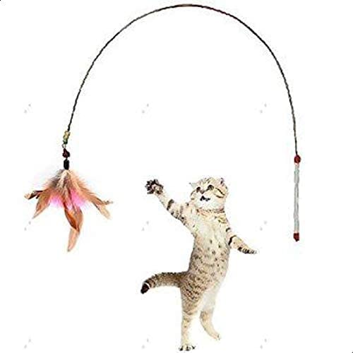 Colorful feather tease cat toy funny cat catcher teaser stick rod pet toys