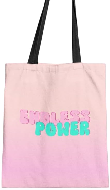 Canvas Endless Power Tote Bag, a Durable and Reusable Shopping Bag in Pink, 32x45 cm, an Inspirational and Stylish Carrier for Groceries, Books, Gym Gear, or Everyday Use