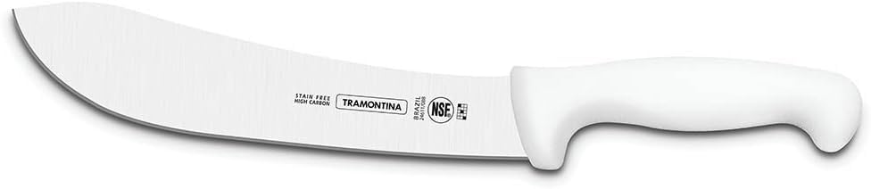 Professional Curved Meat Knife – 10-Inch Stainless Steel Blade – White Handle – Ideal for Butchers & Chefs