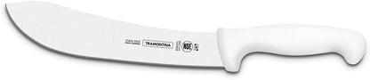 Professional Curved Meat Knife – 10-Inch Stainless Steel Blade – White Handle – Ideal for Butchers & Chefs
