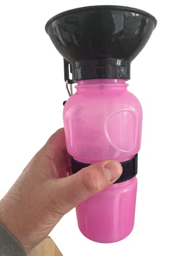 BUDDY GEAR - Travel Water Bowl Portable Dog Water Bottle Easy Carry BPA Free 520ml (Pink)