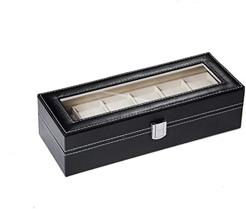 WATCH ORGANIZER-LEATHER-BLACK-6 SLOTS