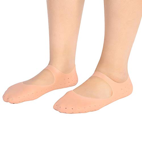 ZJchao Silicone Gel Moisturizing Socks, Foot Anti-Cracking Protector Foot Care Tool Prevention Socks Relieve Plantar Fasciitis Pain Heel Bone Spur Pain Soften Dead Skin Dry Cracked Skin (M-Skin Color)