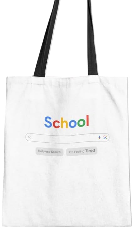 Canvas School Tote Bag, a Durable and Reusable Bag in White, 32x45 cm, a Classic and Practical Carrier for Students to hold Books, Binders, and School Supplies, a Perfect Gift