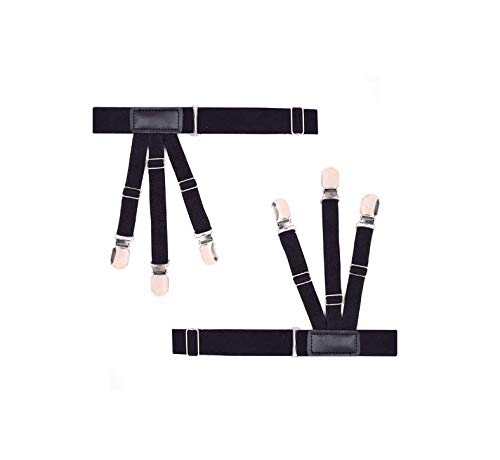 Soko Mesh Unisex Adjustable Ultra Soft Elastic Non - Slip Crease-Resistance Belt Stirrup Style Suspenders Shirt Holders, 2 Pieces