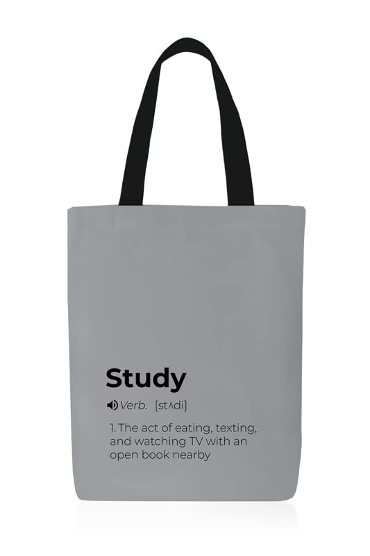 Canvas Study Tote Bag, a Durable and Reusable Bag in Nardo Grey, 32x45 cm, a Stylish and Practical Carrier for Students to hold Books, Laptops, and School Supplies, a Perfect Gift