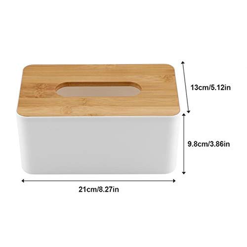 Multifunction Tissue Box Cover with Storage Caddy, White Desktop Organizer for Home & Office, Holder for Remote Controls, Phone, & Makeup, Modern Napkin Dispenser with Supply Organizer