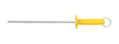 Professional Grooved Magnetic Knife Sharpener, 14-Inch Carbon Steel Rod with Yellow Polypropylene Handle, Durable and Efficient for Sharpening Blades
