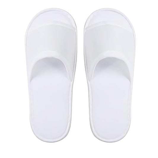 INtex HOME Open Toe White Spa Slippers - Comfortable Guest Slippers for Spa Hotel Party and Travel - Unisex Fit for Men and Women - 2 Pairs - White, One Size