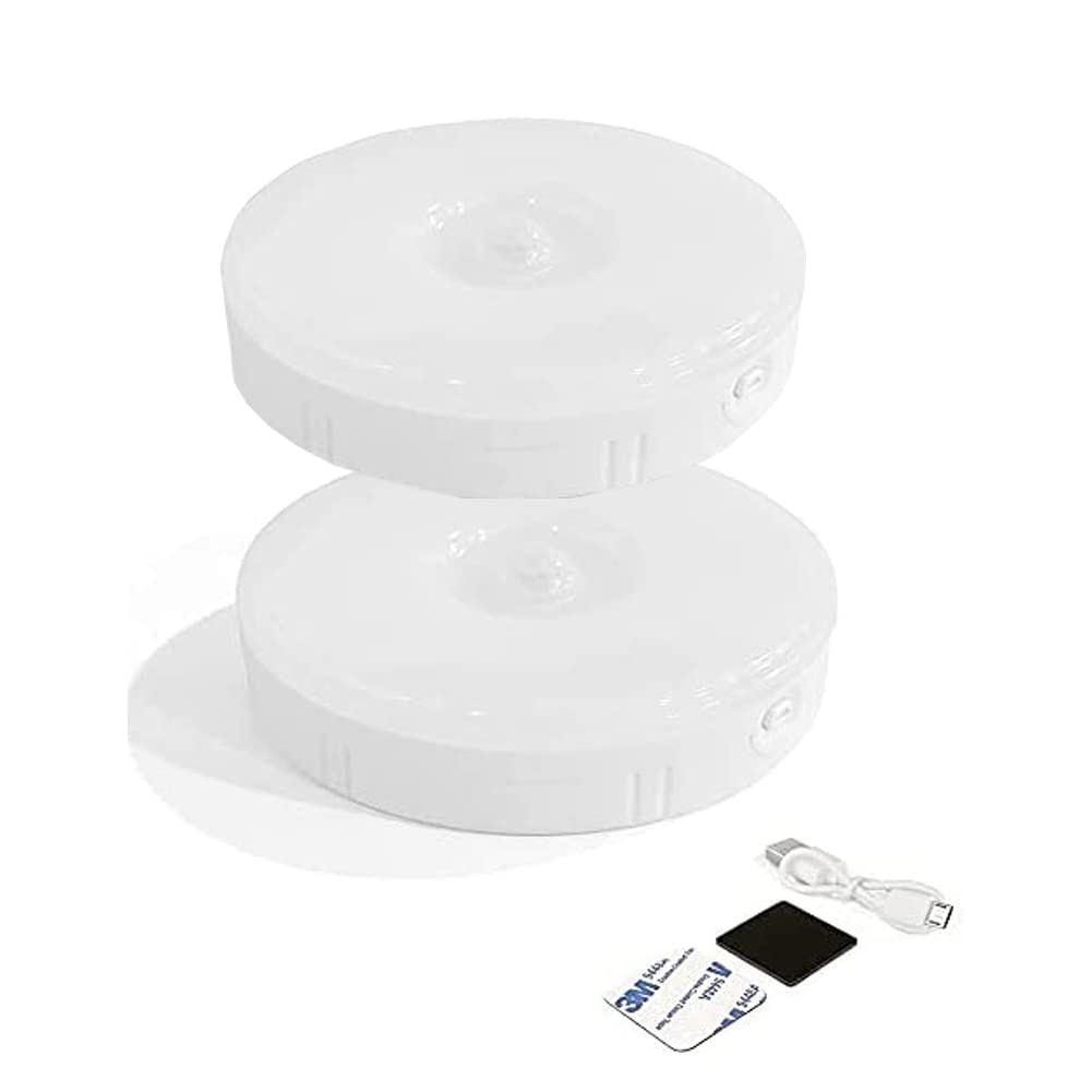 2 Pack Motion Sensor USB Rechargeable Light Indoor Rechargeable Puck Lights Lights for Kitchen