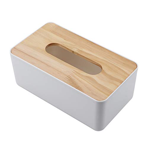 Face Tissue Box Cover Removable Bamboo/Wood Cover Plastic Tissue Box Holder Tissue Holder Tissue Holder Organizer Storage Organizer for Home Bathroom Car Office Table(Bambu cover square large)