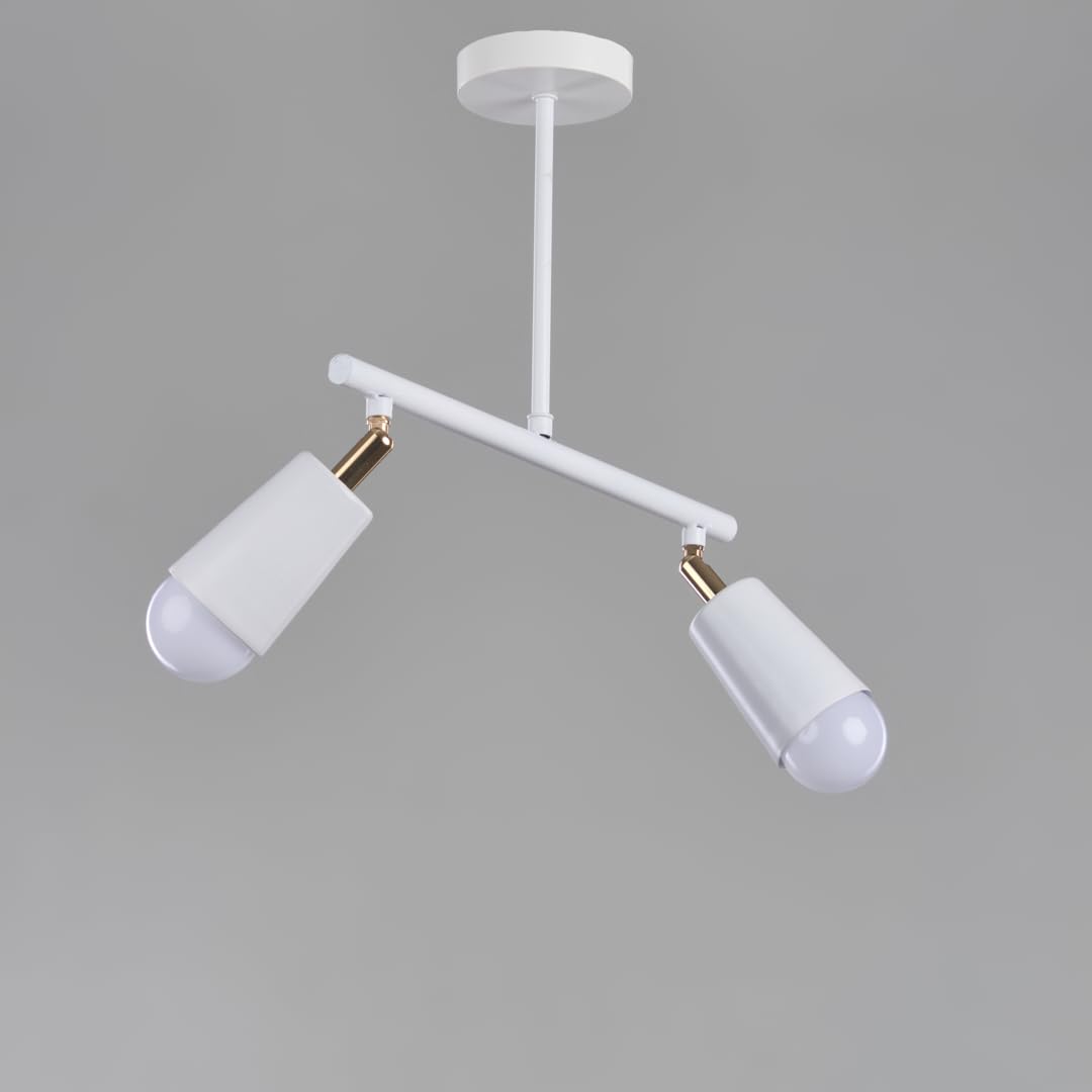 نجفه شوب تراك لايت أبيض التصميم العصري والتوزيع المتوازن للإضاءة يتميز بزاوية واسعة تضمن انتشار الضوء بشكل متساوٍ في جميع الاتجاهات White Track Light 2 Bulbs SLTW-2 from Nagafa Shop