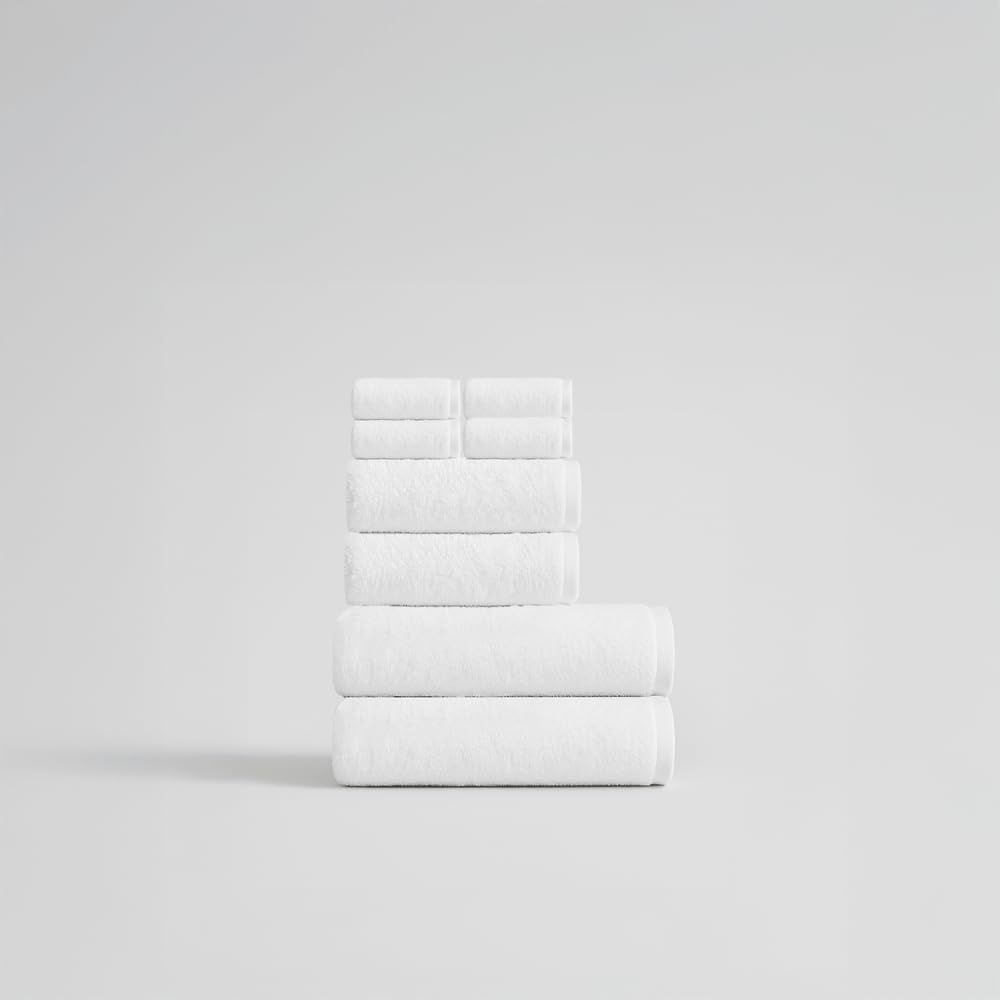Hotel Cotton Set, White High GSM Soft and Absorbent Cotton, Multiple Size Bathroom Towels for Face, Hand, and Body, Daily Essentials