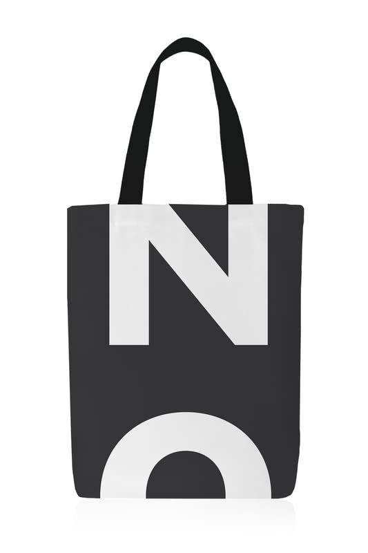 Canvas No Tote Bag, a Durable and Reusable Shopping Bag in Dark Grey, 32x45 cm, Medium Size, a Stylish and Minimalist Carrier for Groceries, Books, Beach Essentials, or Everyday Use