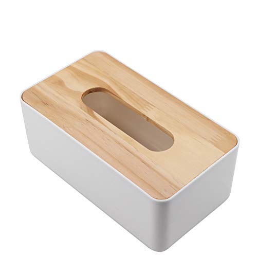 Face Tissue Box Cover Removable Bamboo/Wood Cover Plastic Tissue Box Holder Tissue Holder Tissue Holder Organizer Storage Organizer for Home Bathroom Car Office Table(Bambu cover square large)